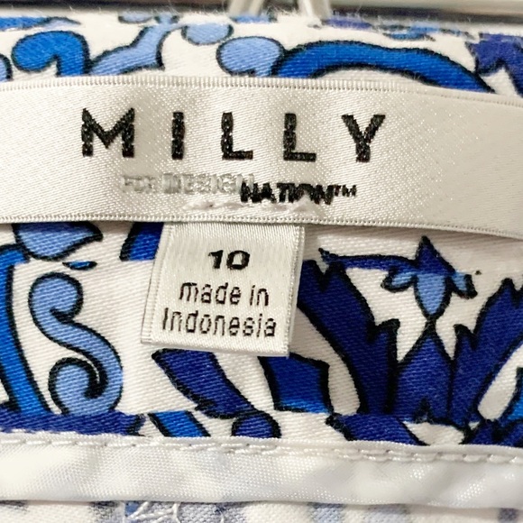 Milly for Designnation Cotton Floral Geometric Paisley Design Cropped Pants 💙🤍 - Picture 10 of 13